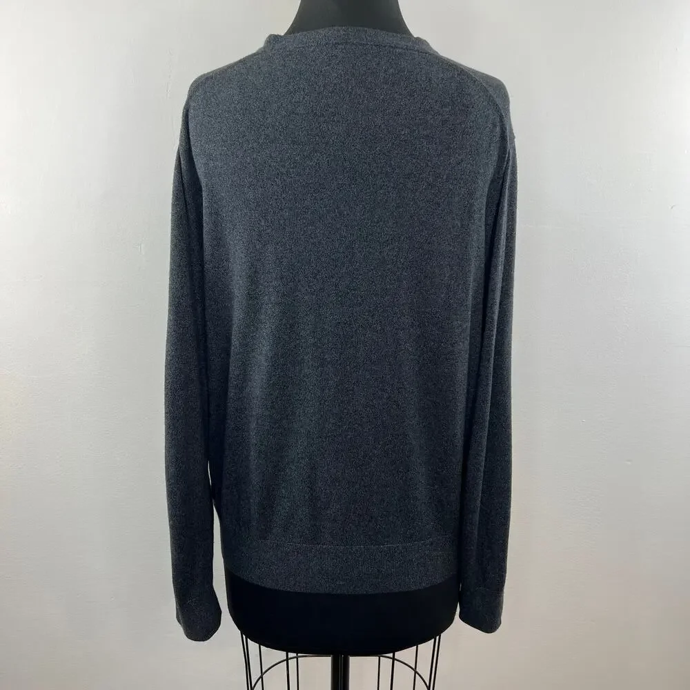 Banana Republic Luxury Blend Silk Cashmere Gray Heather V-Neck Men's Pullover L
